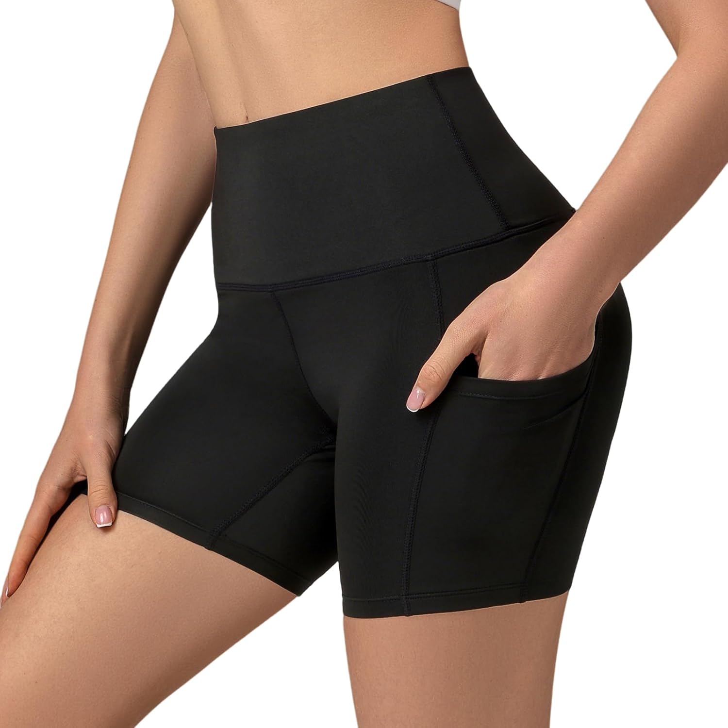 2 Packs Yoga Shorts for Women with Pockets, Spandex 5" Biker Shorts Workout Running Gym Cycling Volleyball - Image 7