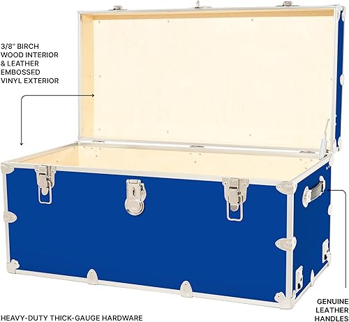 Miniatura 23 de Rhino Trunk & Case Baúl XXL de vinilo en relieve de cuero, cofre universitario, almacenamiento en el hogar, asiento de dormitorio, reposapiés de