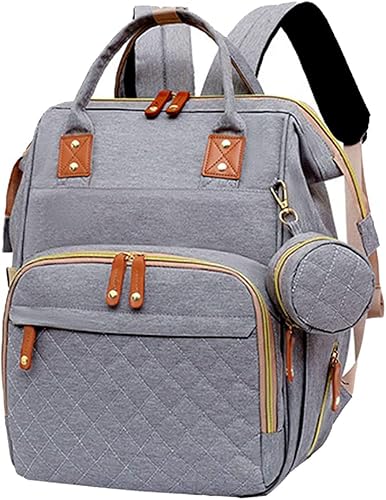 Miniatura 6 de Mochila de pañales para bebé con cambiadores Cama impermeable de viaje 3 en 1 Cuna plegable unisex, Rosado, Classic