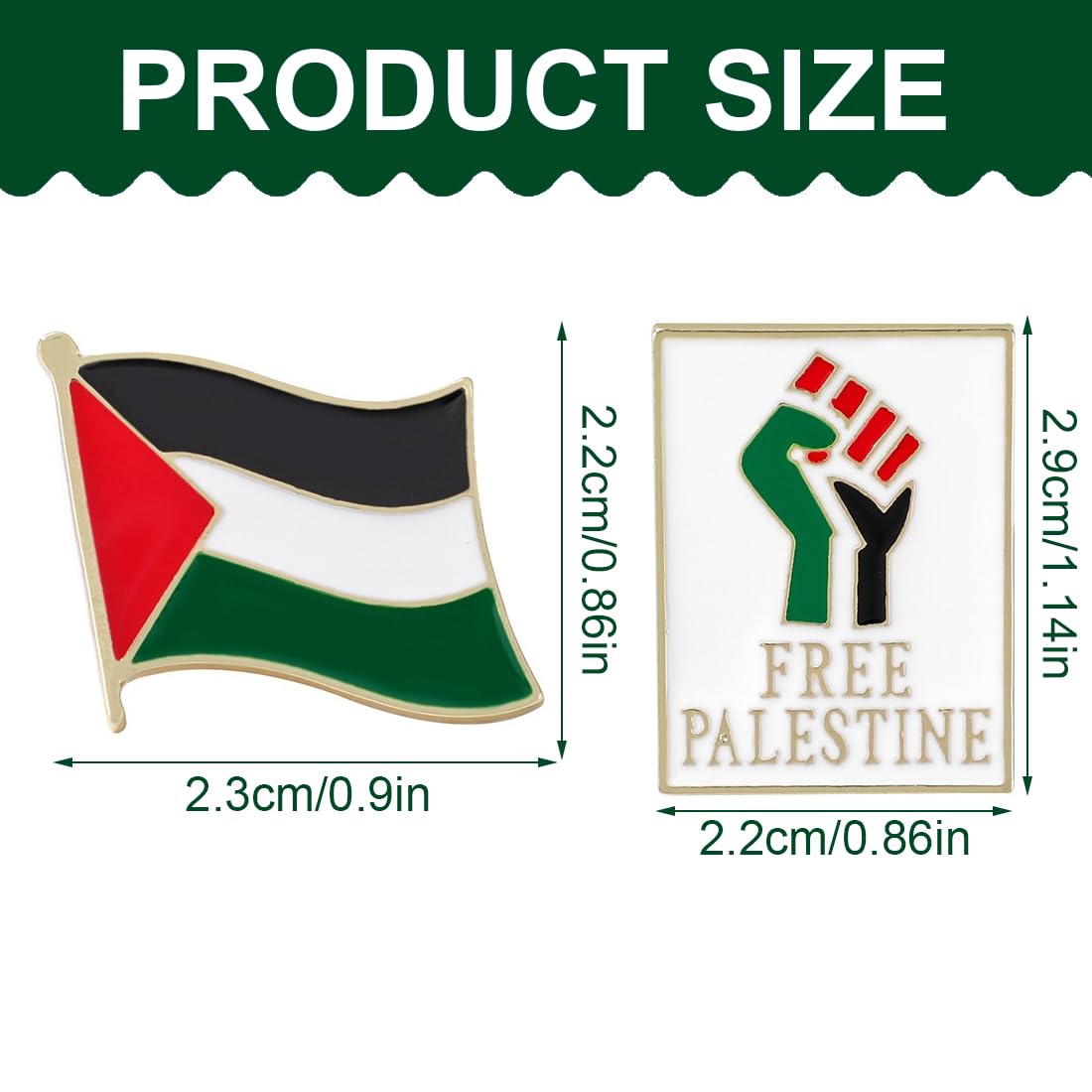 Insignias bandera palestina 2 piezas alfileres medallas pulseras sombreros