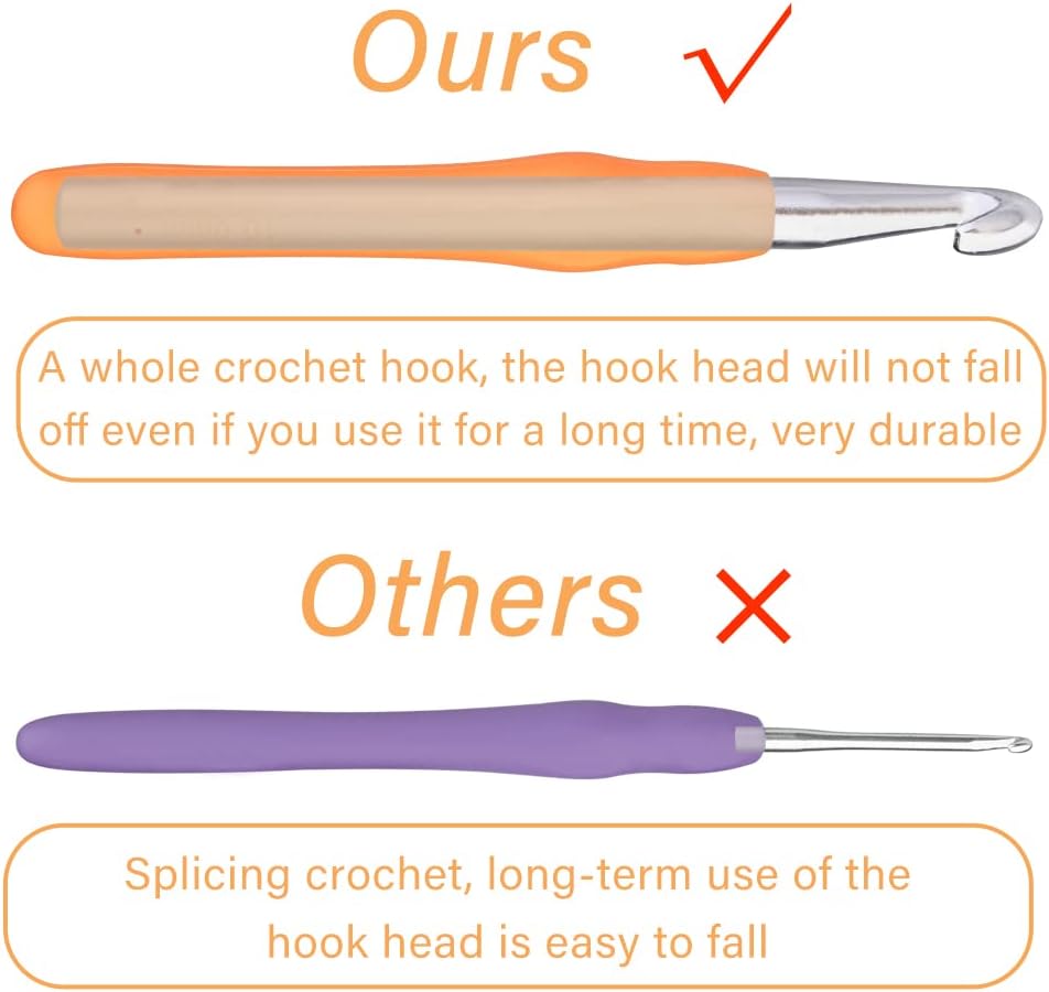 10 mm Crochet Hook, Ergonomic Handle for Arthritic Hands, Extra Long Knitting Needles for Beginners and Crocheting Yarn (10 mm)
