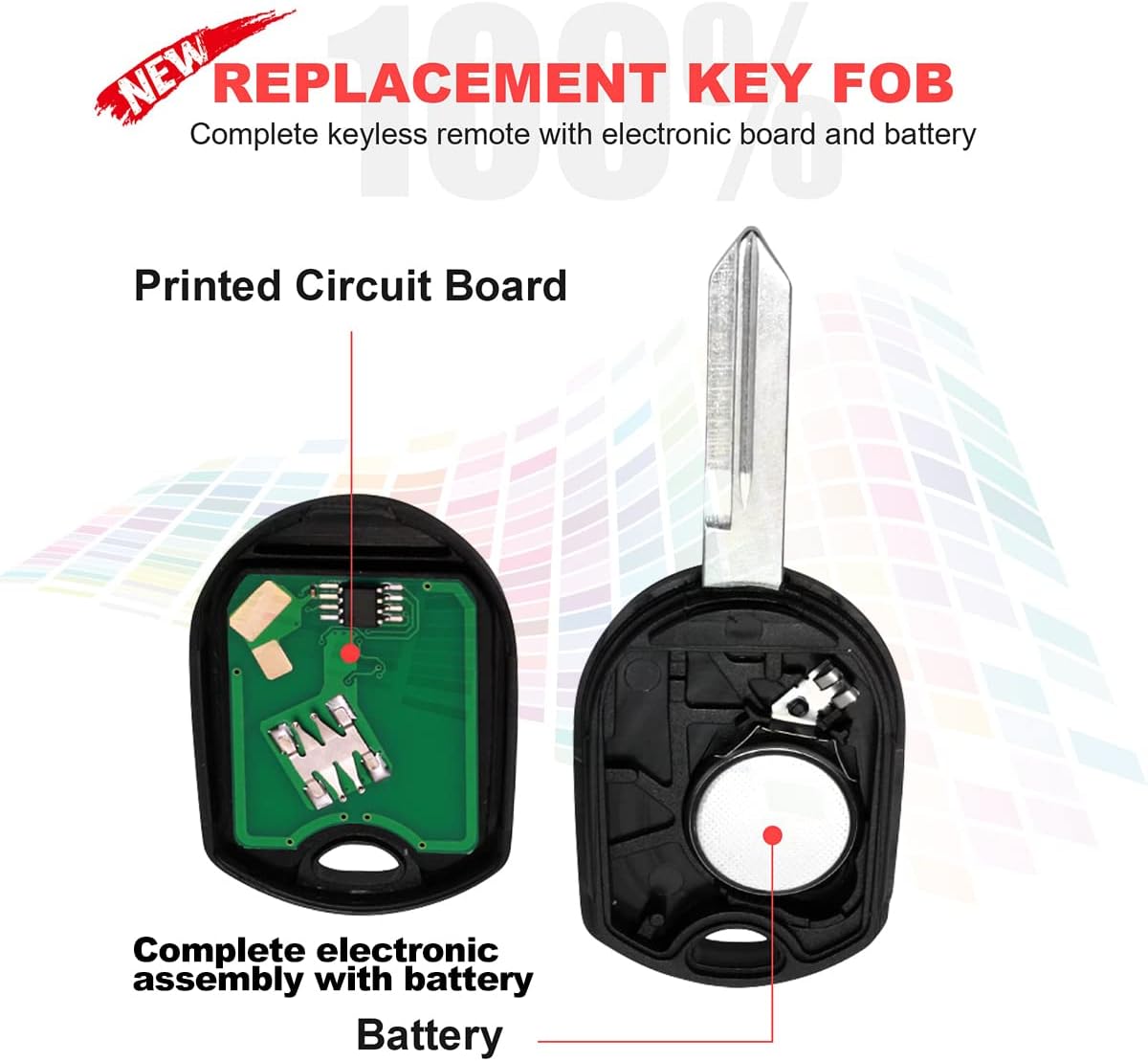 Remote Fobs Fits for Ford Explorer 2001-2015| Mustang 2005-2014| Expedition 2003-2017| Edge 2007-2015 Focus 2006-2011| Lincoln Mercury Sable 2000-2009 Mazda Keyless Entry CWTWB1U793 4D63 Chip 40/80bit