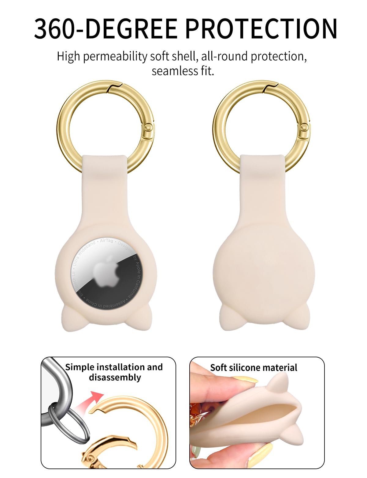 Watbro [2 Pack] Cute Airtag Holder Air tag Keychain for AirTag Tracker,Protective AirTag Case with Anti-Lost Keychain,Anti-Drop Scratch Airtag Holder Keychain Accessories for Kids Pets Backpacks