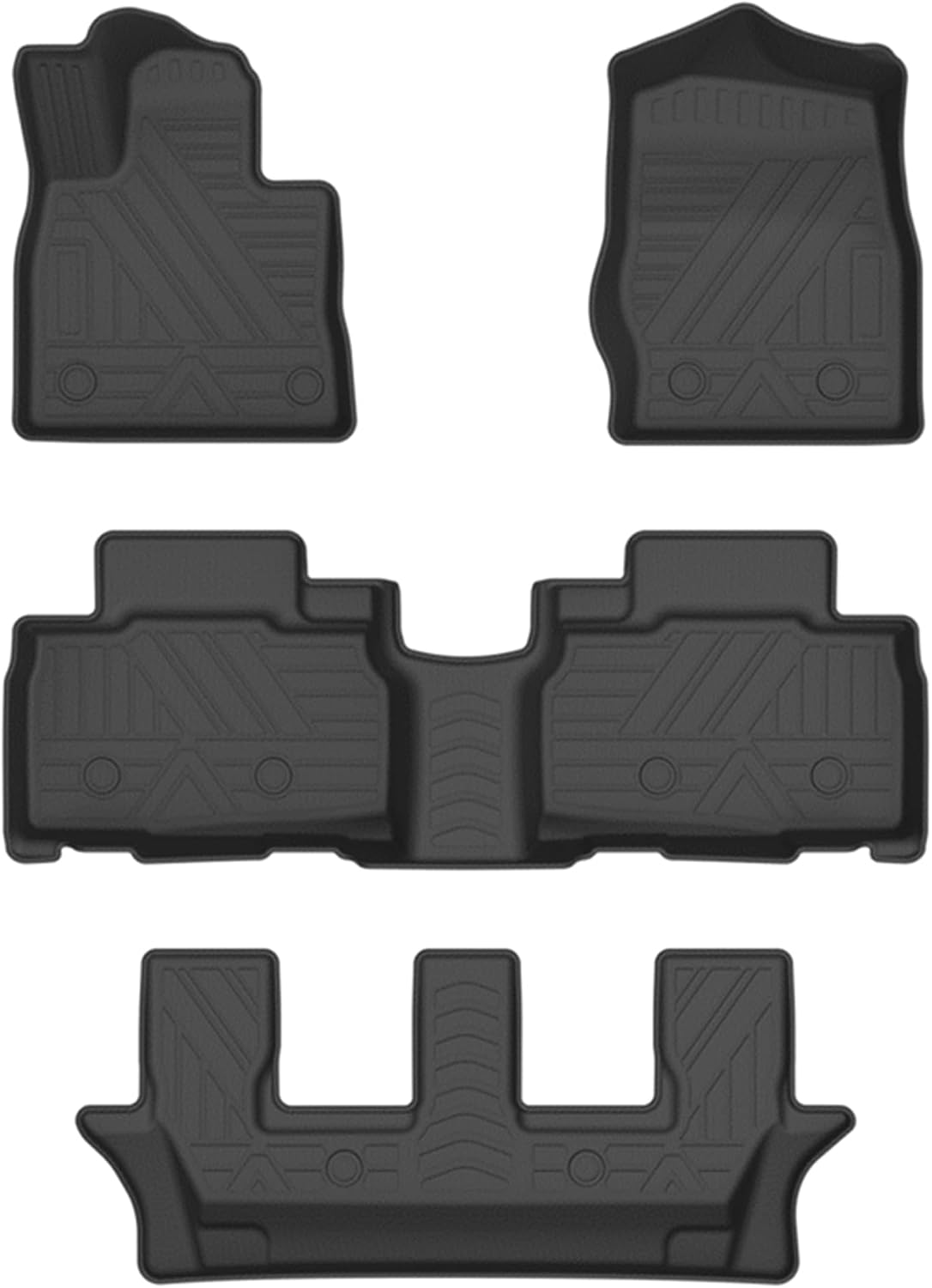 Black Horse Totaliner Heavy Duty Floor Liner Compatible with 2023-2026 Ford Explorer (7-Seats), Precisely Molded Anti-Skid All-Weather Floor Liner Set, Black-FMFEX23