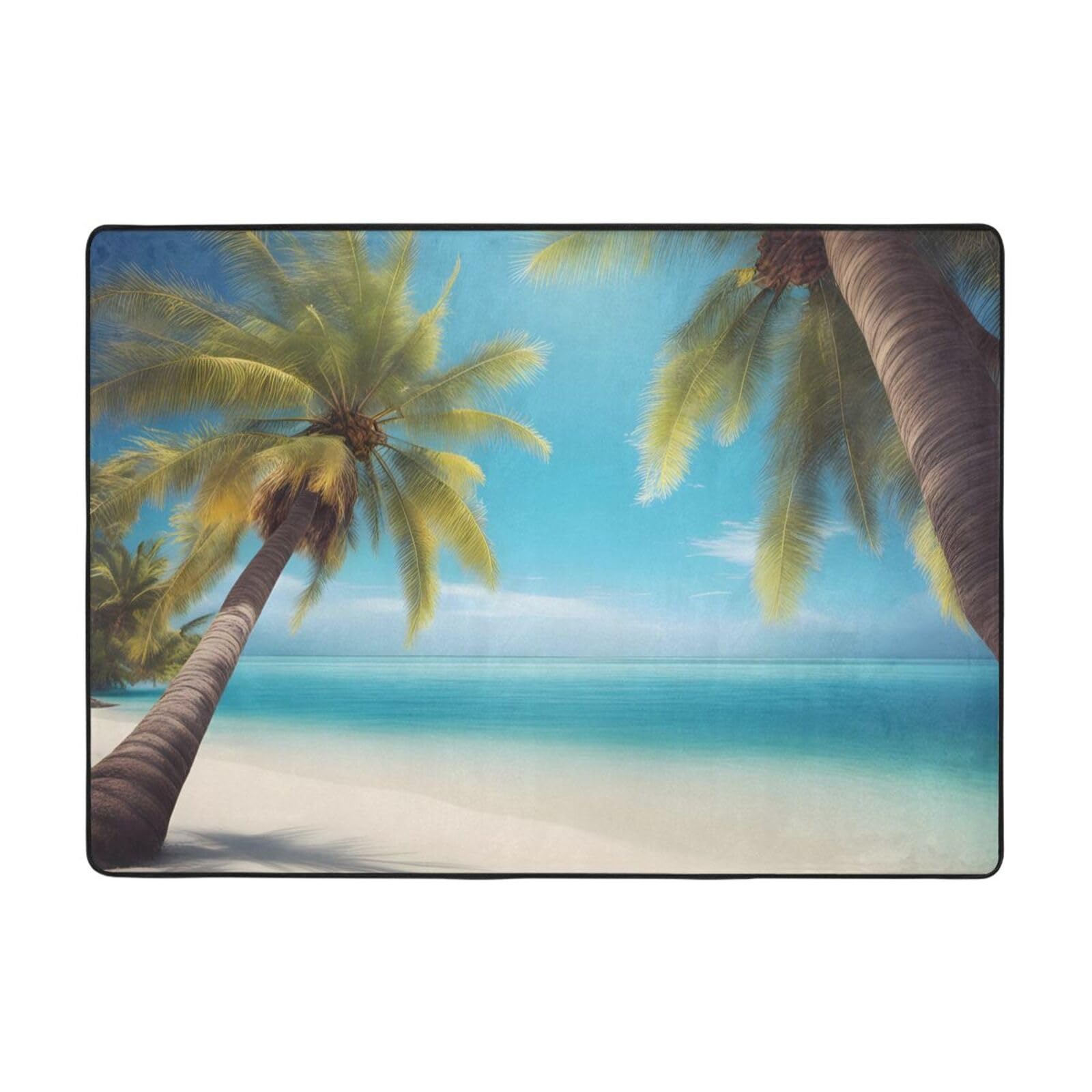 Tapis de sol doux toucher velours HYTTER grand format 203 x 147 cm motif ocean