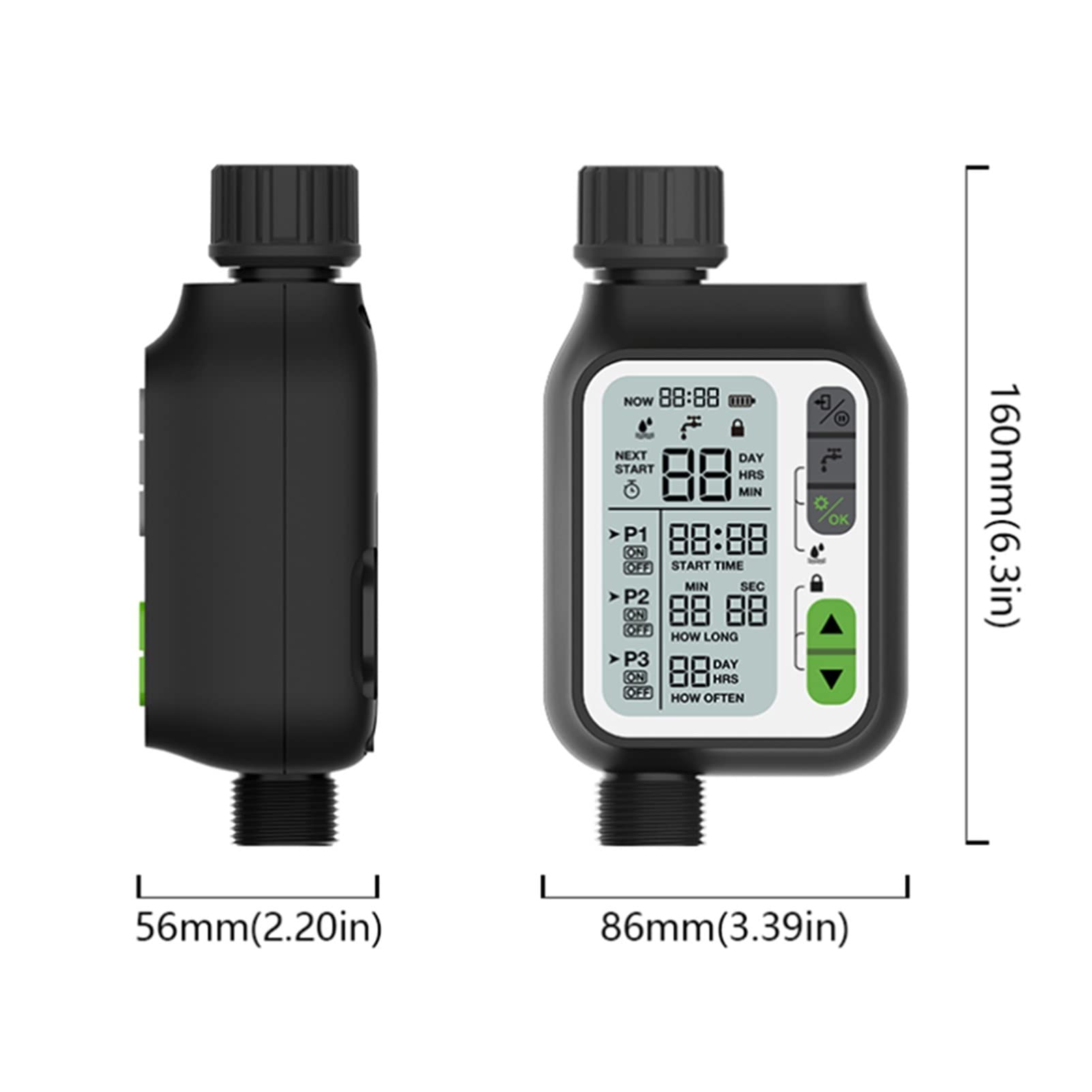 Valvola dell'acqua intelligente Spegnimento timer dell'acqua per irrigazione digitale Accessori per gocciolamento da giardino Set di programmi per timer per irrigazione Sensore pioggia intelligente