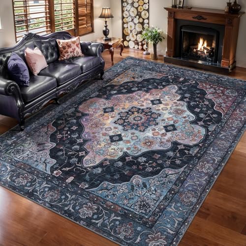 Image of Tangsoo 5x7 Washable Area Rugs for Living Room, Vintage Indoor Non Slip Rug