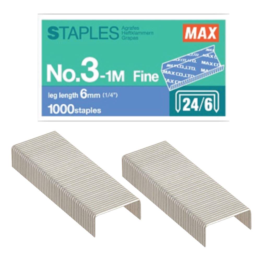 MAX 1/4-Inch Staples for HD-3DF Stapler, 1,000 Staples Per Box (3-1M)