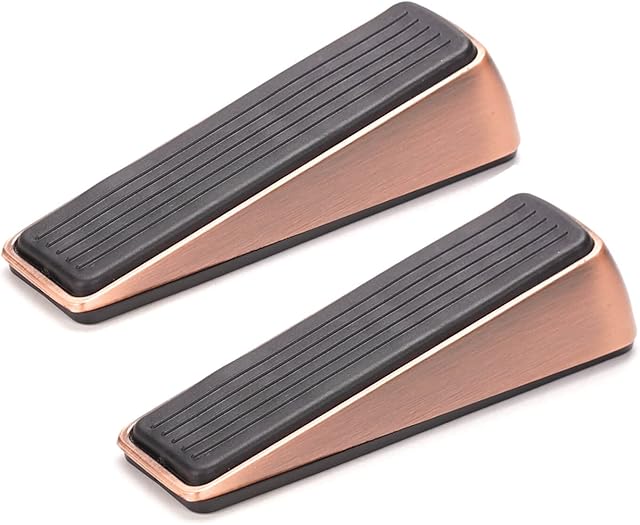 Hadme Door Stopper Stop Chrome Rubber Wedge Heavy Duty Tall Non-Slip Doorstops for Home, Office, Shop, School, Rose Gold (Pack of 2)