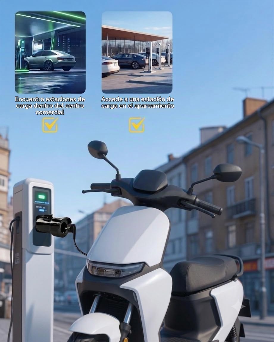 Erato Adaptador Tipo 2 a Schuko 220 V-250 V 16 A IEC-62196, No V2L | Adaptador de estación de Carga para Coche eléctrico Scooter Bicicleta Moto Bicicleta eléctrica, Blanco