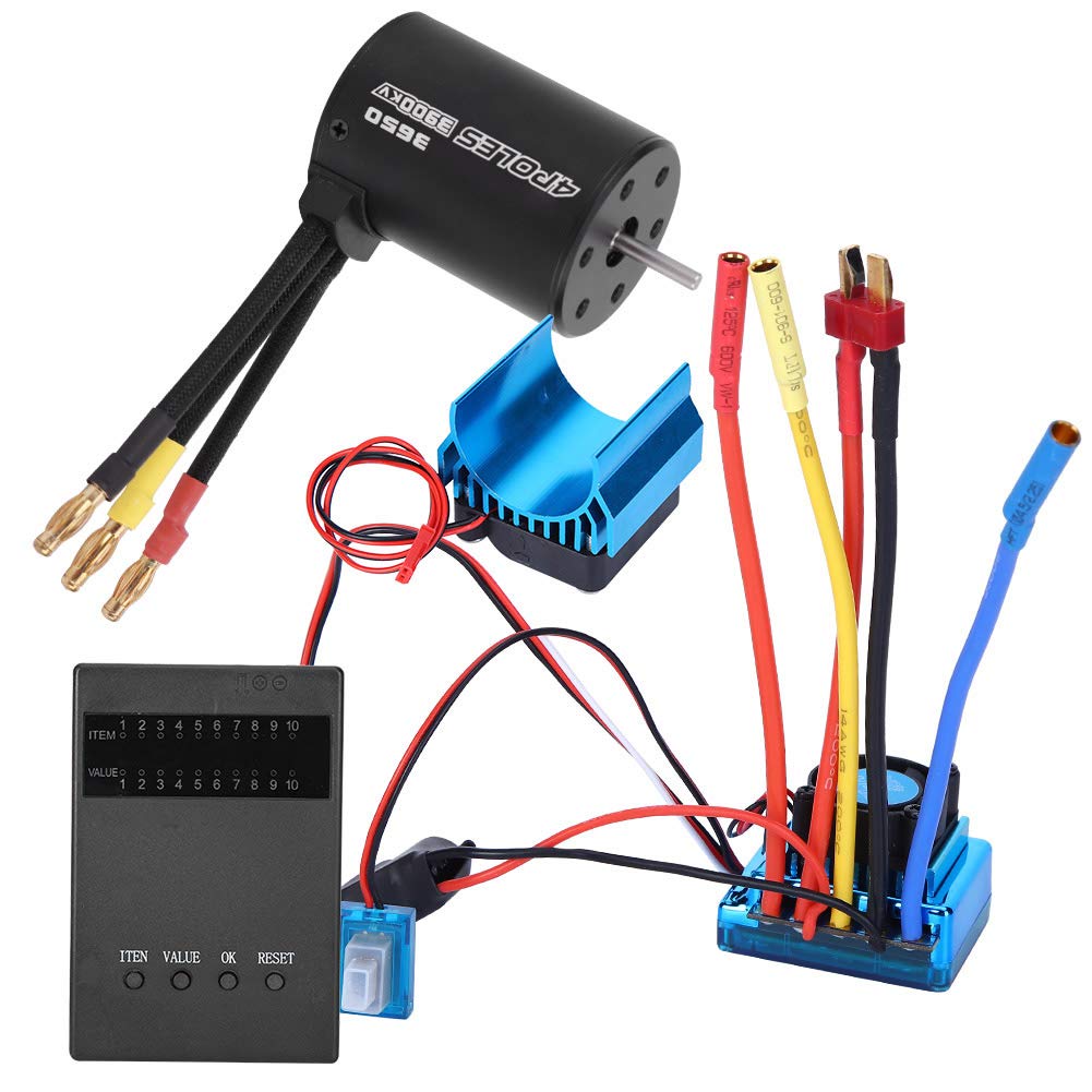 Kombinacja silników RC VGEBY, silnik 3650 3900 Kv + bezszczotkowy regulator + radiator + zestaw kart programowych Akcesoria kompatybilne z modelami samochodów RC (120A)