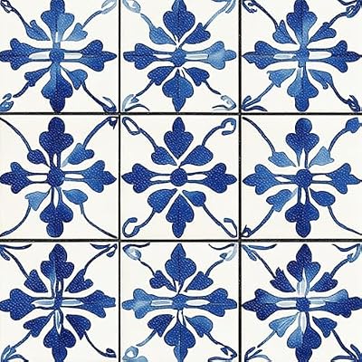 HOMETITUTE 10PCS 12x12 Inch Blue Watercolor Peel and Stick Floor Tiles Removable Self Adhesive Vinyl Flooring Stickers for Kitchen Bathroom Balcony Home Decor