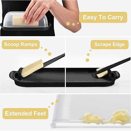 Miniatura 5 de AONCO Mantequillera, recipiente para mantequilla con tapa transparente para encimera, mantequillera irrompible para decoración de cocina del hogar,