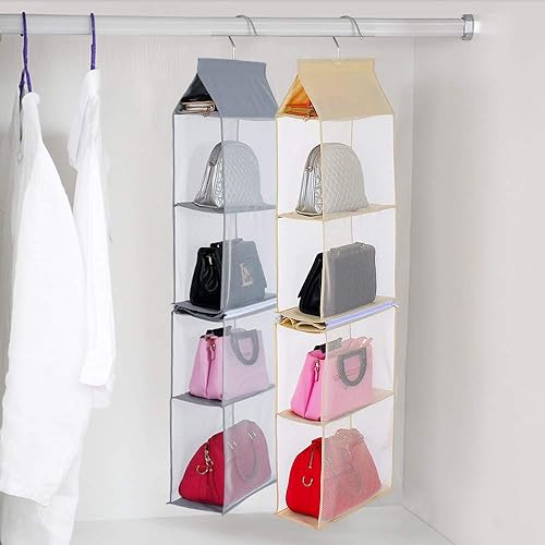 Miniatura 2 de KEEPJOY Organizador de bolso colgante desmontable, bolsa de almacenamiento para armario con 4 estantes, soporte de bolso para armario, armario,
