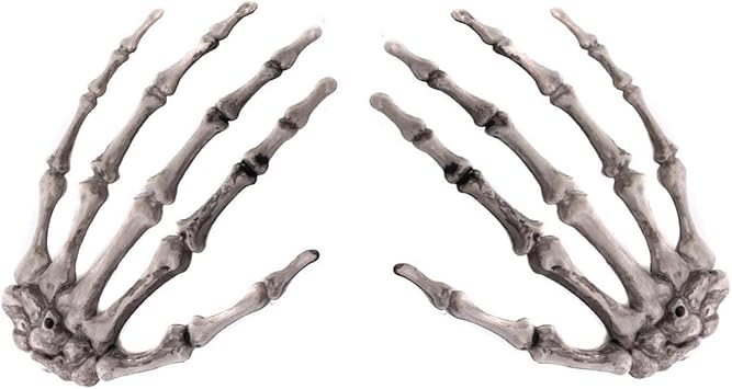 Halloween Skeleton Hands Realistic Life Size Severed Plastic Skeleton Hands for Halloween Themed Party Decoration Props 1 Pair