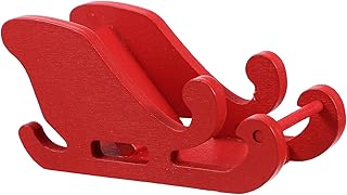 LOGOFUN 3PCS Christmas Sleigh Table Decor Mini Wooden Santa Claus Sleigh Miniature Wood Xmas Sleigh Figurine for Holiday Home Dollhouse Decor - Red