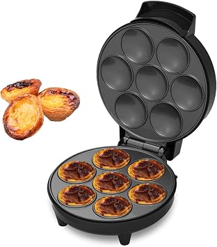 Mini Pie and Quiche Maker- Pie Baker Cooks 7 Small Pies and Quiches in Minutes,1200w Pot Pie Maker,Double-Sided Heating, Non-stick Pan