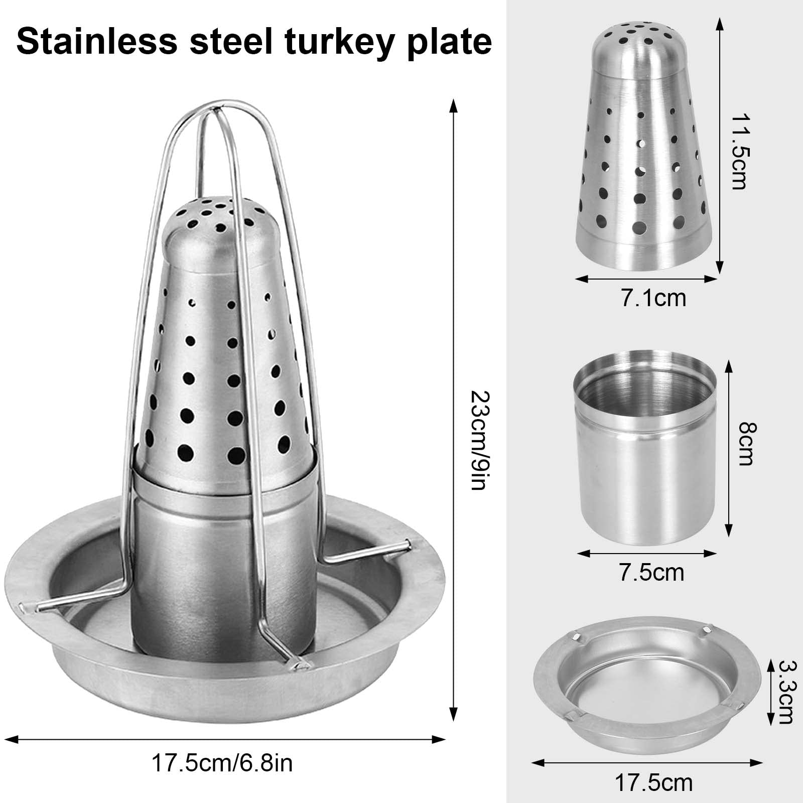 Soporte para Asador de Pollo, Pollo Barbacoa Soporte para Gallinas de Acero Inoxidable, Soporte para Pollo Vértical con Bandeja de Goteo para Horno y Barbacoa, Asador Pollo con Recipiente de Aroma