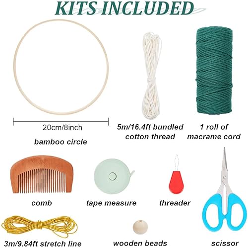 Miniatura 2 de Kit de macramé de ángel verde para principiantes, macramé de ángel para colgar en la pared, kit de macramé para adultos, artesanía, adornos