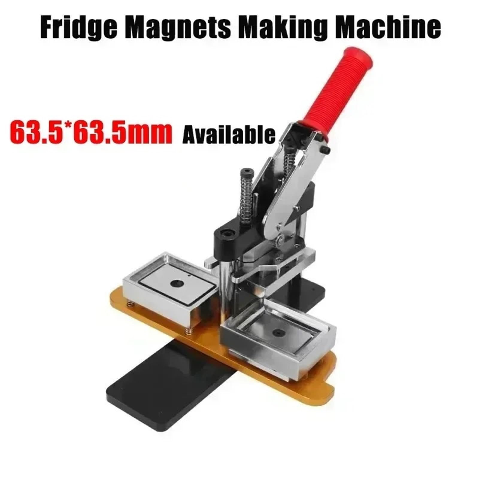Fridge Magnet Maker Maszyna do produkcji kwadratowych magnesów na lodówkę, pełny zestaw, 63,5 x 63,5 mm, maszyna do produkcji + obcinacz do papieru + 100 arkuszy do produkcji