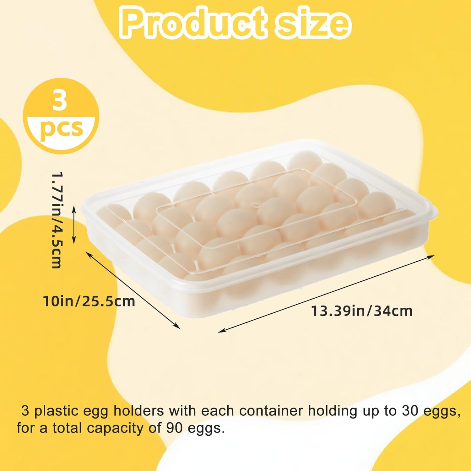 3 Pack Deviled Egg Containers with Lid, 90 Clear Deviled Egg Platter Carrier Holder Tray Fridge Stackable Countertop Portable Egg Platter for Party, Easter, Travel