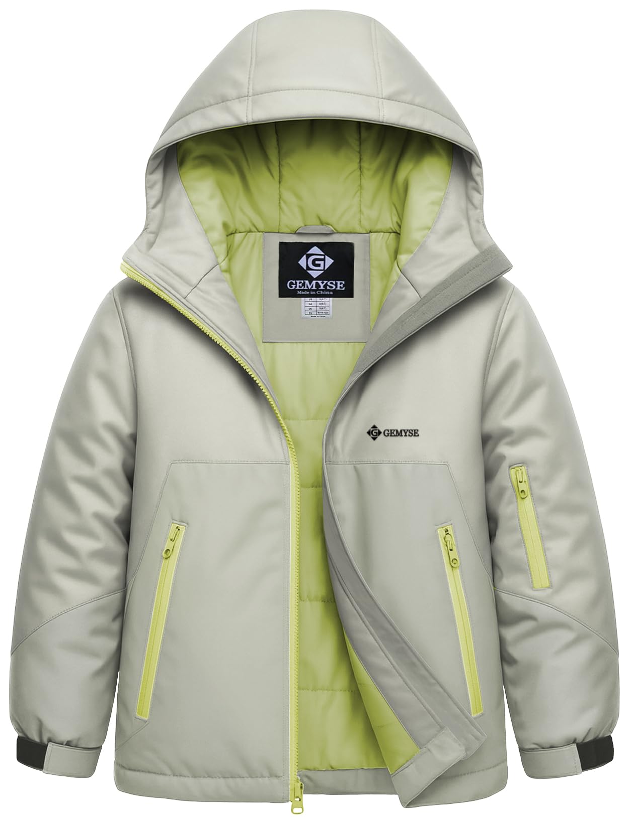 GEMYSE Boy's Waterproof Ski Snow Jacket Fleece Windproof Winter Jacket with Hood