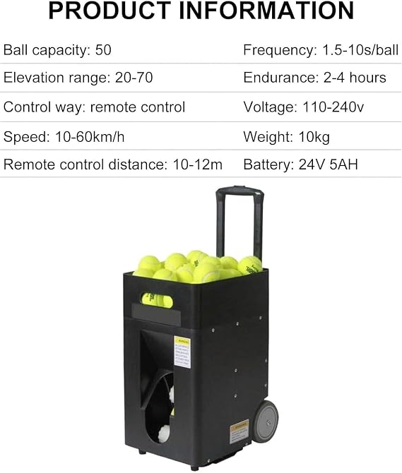 Intelligent Automatic Ball Throwing Machine, Tennis Ball Launcher, Pre-Programmed And Custom Drills, Complete Training Mode, For Beginners Solo Training Sports