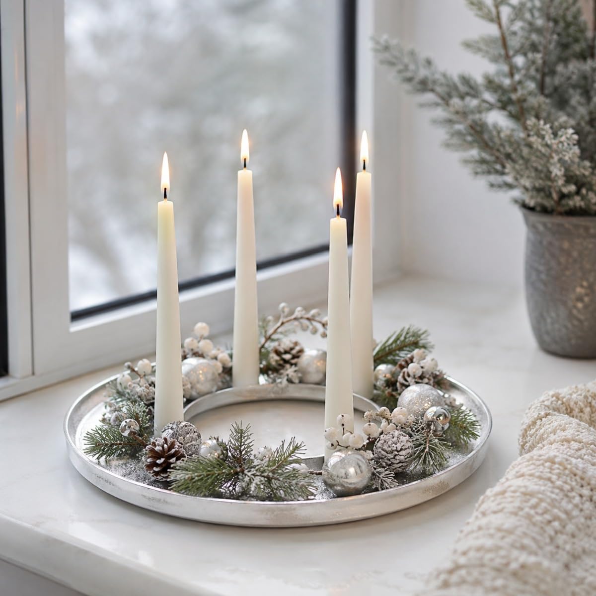 Riffelmacher Adventskranz Ringförmig Ø 40 cm | Silberfarben | 24131