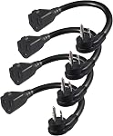 1FT Cordon d'extension de puissance courte avec prise plate- Black Low Profile Flat Plug Short 3Prong Cord d'extension intérieur à la terre,1625W 16AWG AC Cord d'extension d'appareils ménagers de petite taille avec tête plate