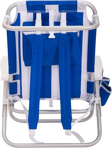 Miniatura 8 de Silla de playa de lujo resistente extra cómoda, paquete de 2 unidades (rayas azules y blancas)