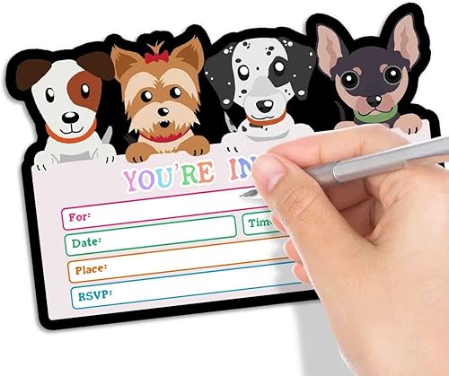 Miniatura 3 de 30 invitaciones de fiesta de cumpleaños de Puppy Paw-ty con sobres, celebración de fiesta para niños y niñas, suministros de fiesta y decoración (02)