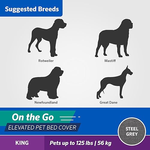 Miniatura 5 de Coolaroo On The Go - Funda de repuesto para cama elevada para perro, portátil para viajes y campamento, plegable para almacenamiento, King, gris