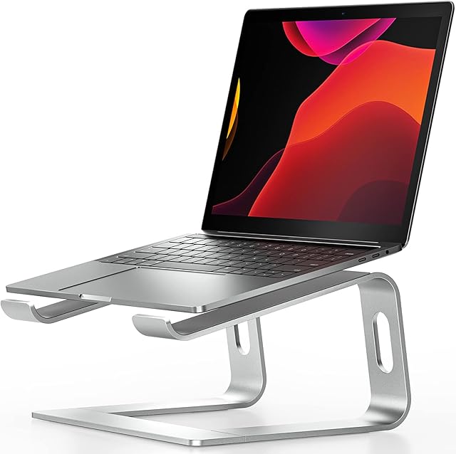 NULAXY Laptop Stand for Desk, Aluminum Laptop Riser, Ventilated Computer Stand Compatible with MacBook Pro/Air, Dell XPS, HP, Lenovo More 10-15.6 Laptops(Silver)