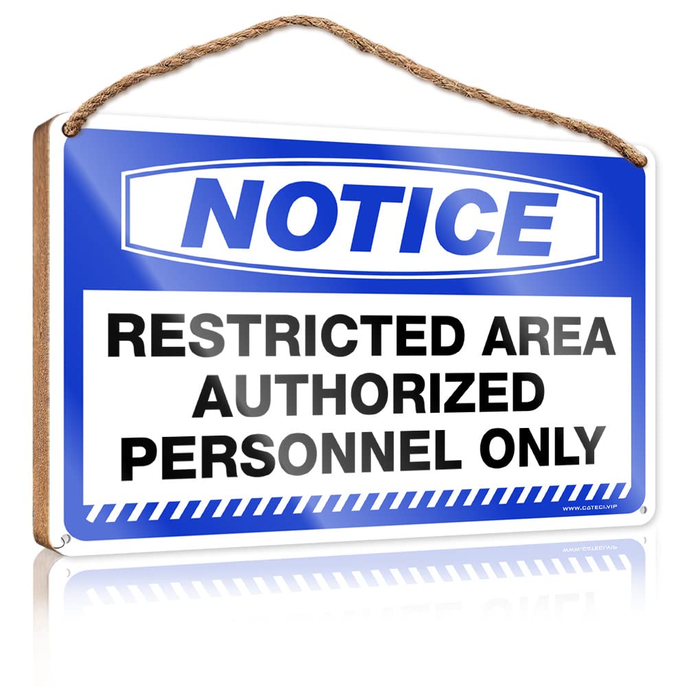 FRINTOXA Wooden Decorative Plaque Notice Restricted Area Authorized Personnel Only Wooden Sign(15X28CM)