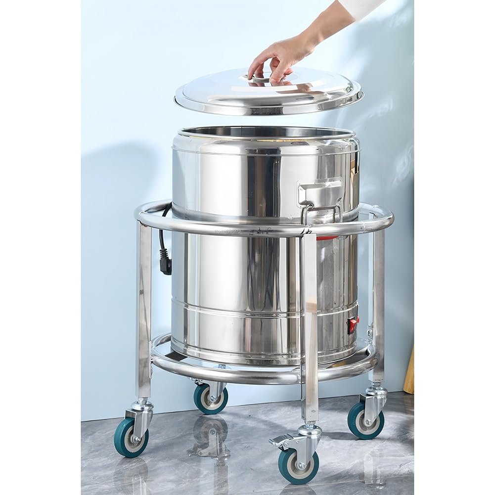 Zfmnoyev Supporto per Pentole, Carrello Mobile su Ruote, Rastrelliera Mobile per Tamburo Isolante, Supporto per Vasi da Fiori, Carrello da Cucina per Ristoranti in Acciaio Inossidabile(52x48 cm)
