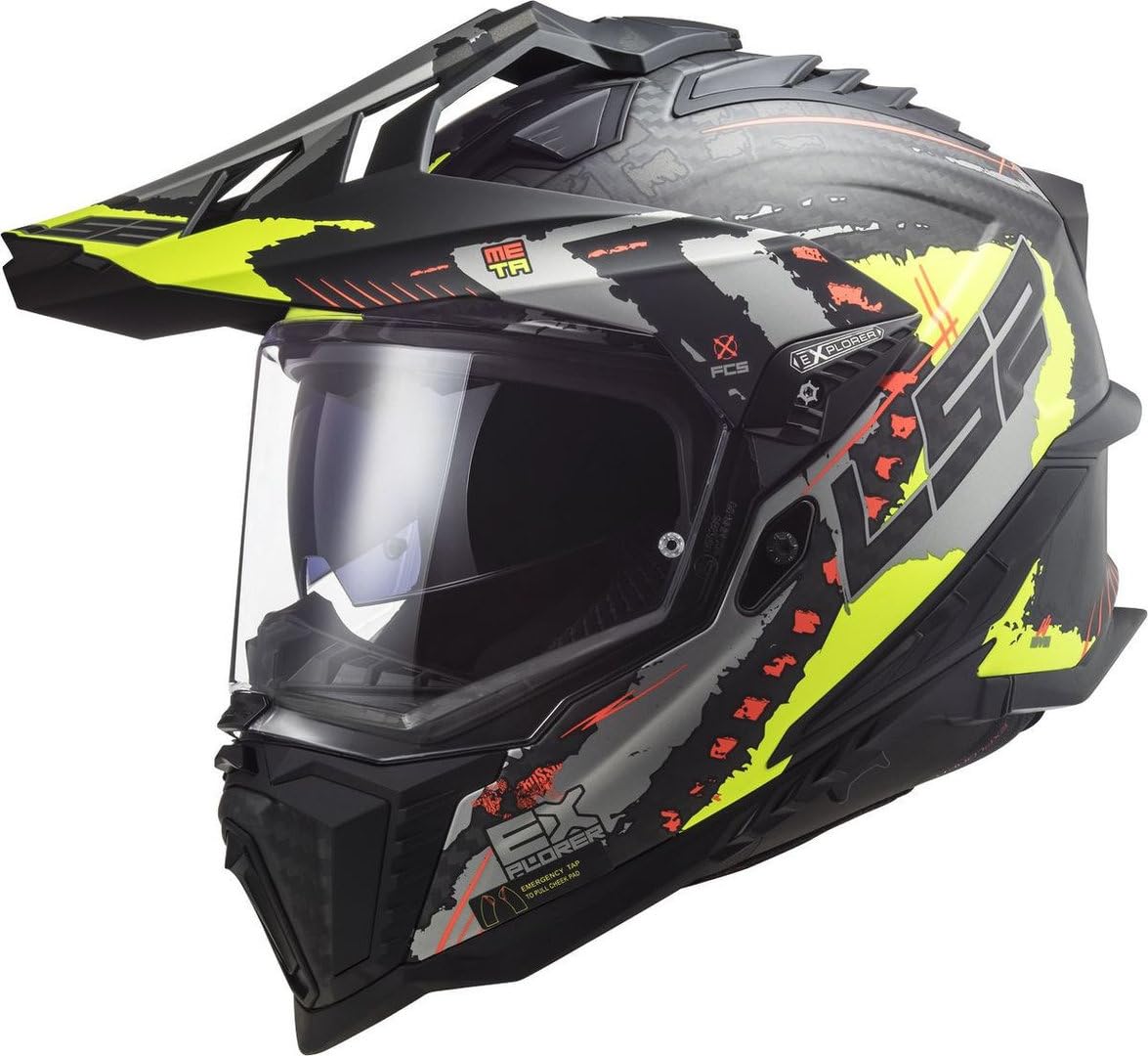 LS2, Casco cross moto Explorer carbon Extend mat hv yellow 06, XS