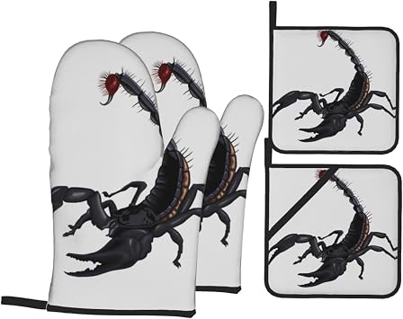 Scorpion Oven Gloves Heat Resistant Non Slip Oven Mitts For Grilling/Cooking/Baking/Barbecue, Christmas Oven Gloves