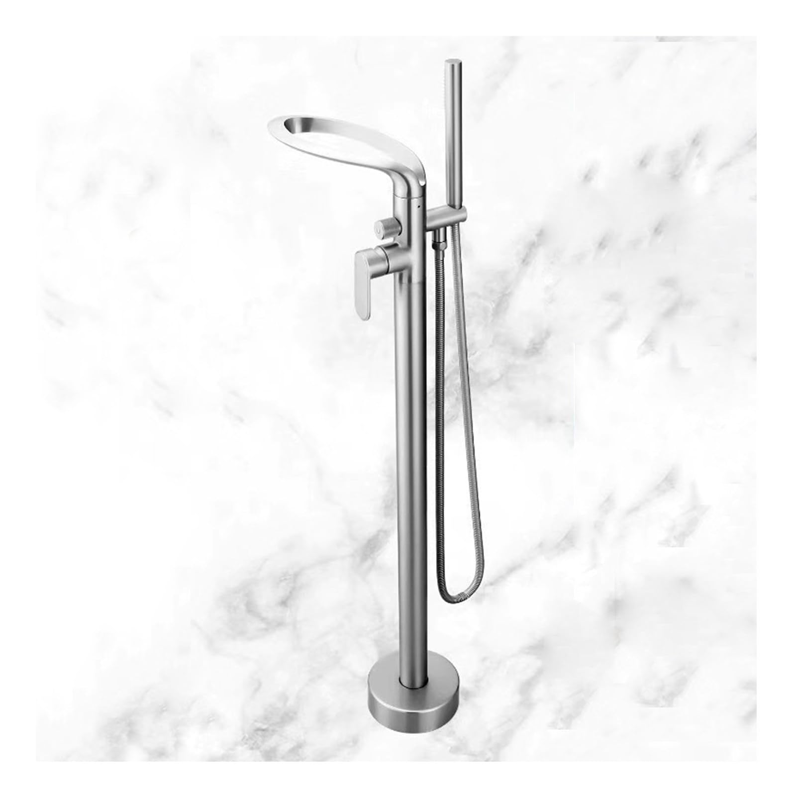 SnamicE Waterfall Freestanding Tub Faucets, Shower Tub Faucet Set, Standing High Flow Shower Faucets with Handheld Sprayer and Swivel Tub Spout, Floor Mount Bathtub Faucet, Tub,Chrome