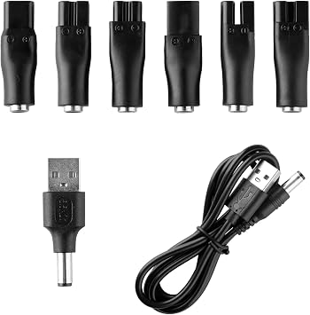 Tabanzhe 8PCS Universal Electric Shaver Charger Kit - Razor Charger Cord Replacement USB Shaver Charger Adapter for lectric Shaver Hair Clippers Desk Lamps Bathroom Travel