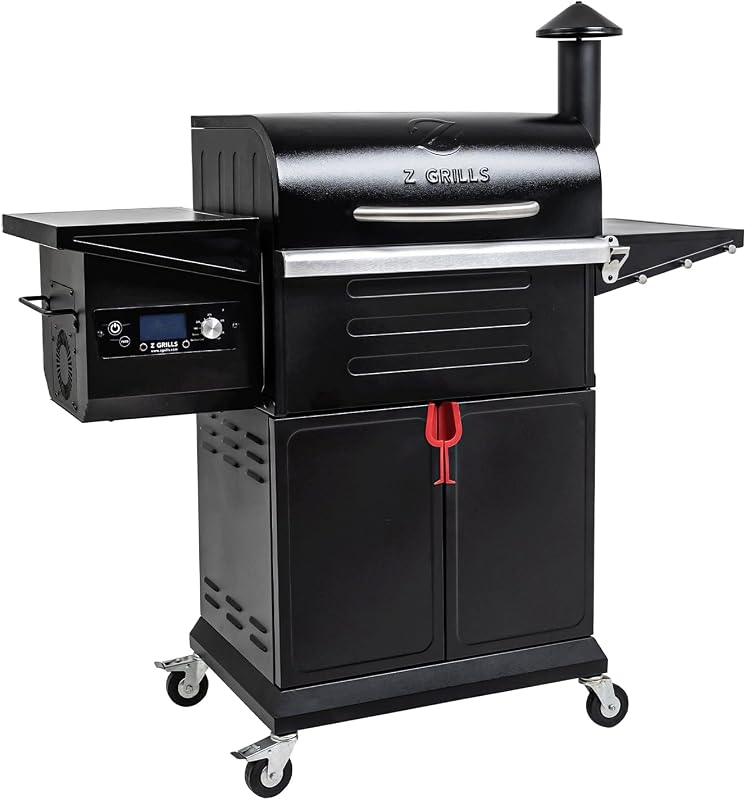 Pellet Grill 572 Sq In Wood Pellet Smoker PID 3.0 Controller 600D2 | 8-in-1 BBQ Grill Cooking Meat Probes Auto Temp Control, Large Storage Space & Side Shelf for Family RV Camping Outdoor Party