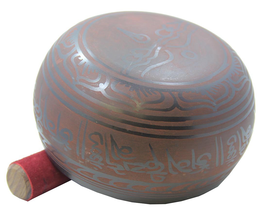 Tibetan Large 5.5 Inch Buddha Om Mani Padme Hum Singing Bowl Mallet Cushion Set