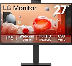 LG 27BA850 IPS Full HD (1920 x 1080) Monitor, 27", 100Hz, DP, HDMI, USB-C with PD90W, Built-in Full HD Webcam, mic and Speakers, Height/Tilt/Swivel/Pivot Stand, Anti-Glare, Energy Star, TCO, Black