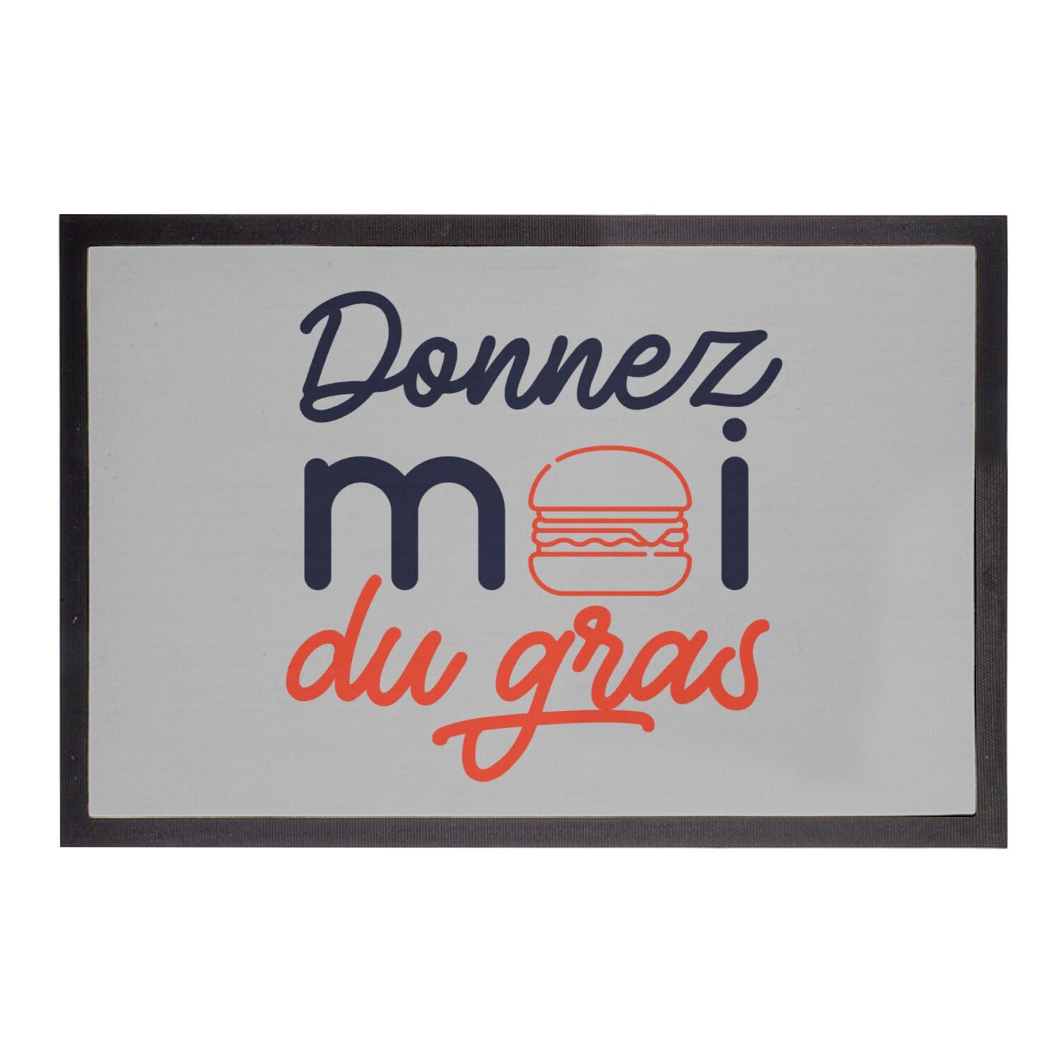 Paillasson gris 60x40 cm imprimé burger et street food pour une entrée originale