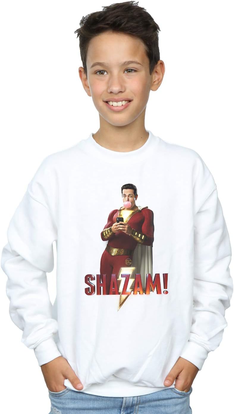 DC Comics Boys Shazam Bubble Gum Sweatshirt White 9-11 Years