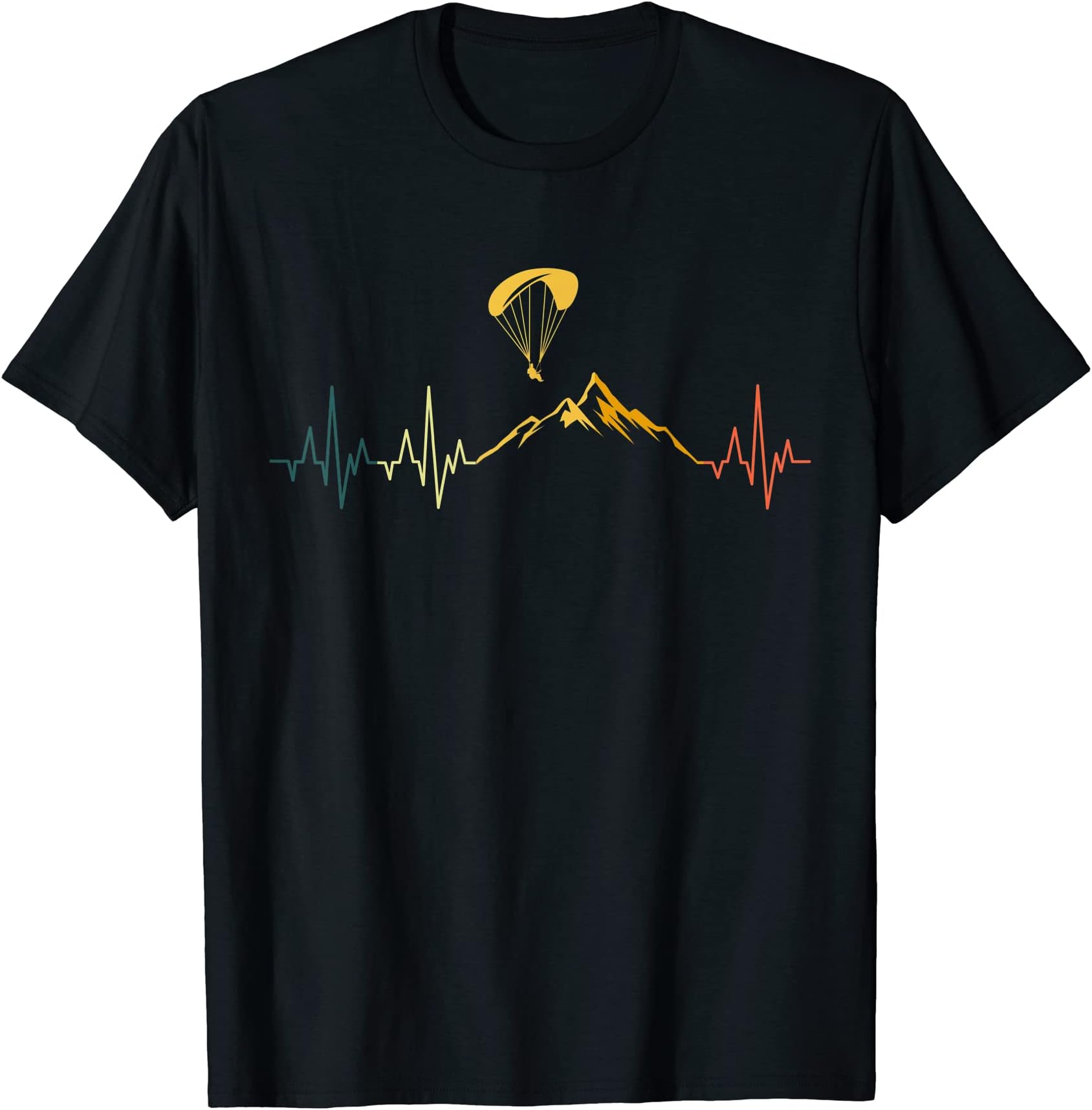 Paraglider Gleitschirmfliegen Paragleiter DesignsParagliding Heartbeat Paragliding ECG Retro T-ShirtOEKO-TEX STANDARD 100