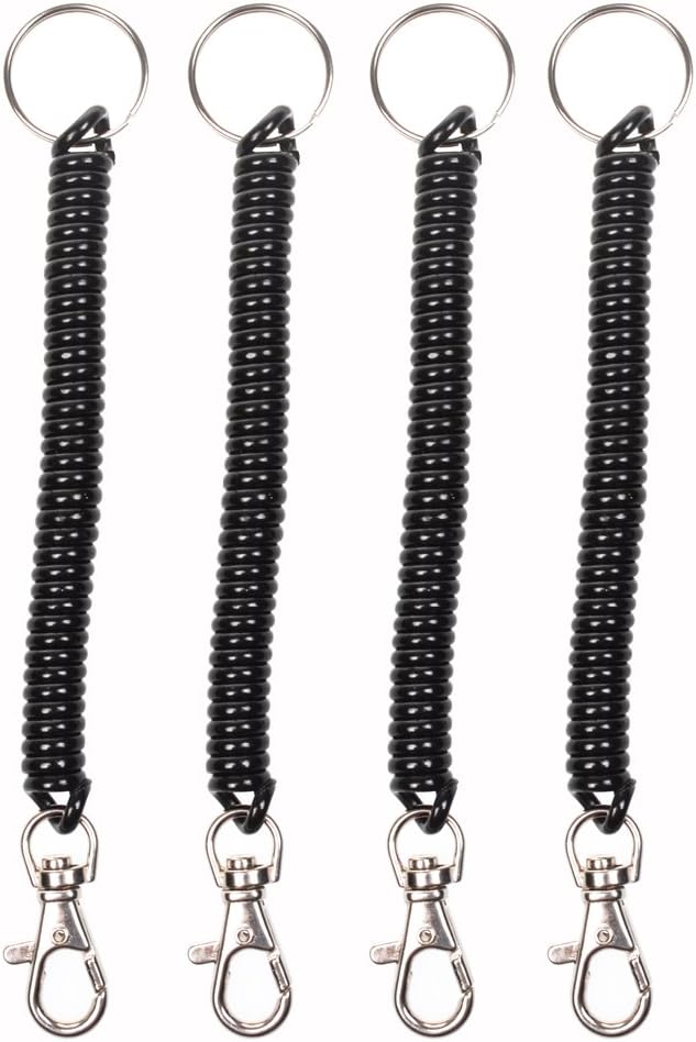 Bluecell Pack of 4 Plastic Key Ring Chain Spring Snap Hook