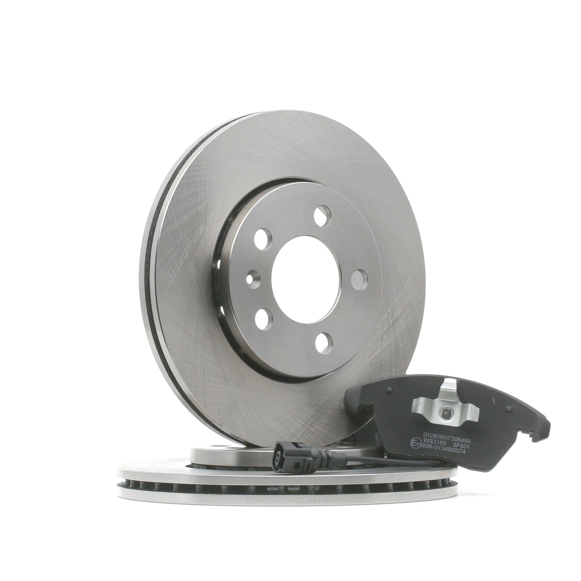 STARK SKBK-10990855 Juego para eje Kit de discos de freno y pastillas eléctrico Delantero con chapa antichirrido con clip de émbolo Compatible con VW Polo V Hatchback 6R1, 6C1