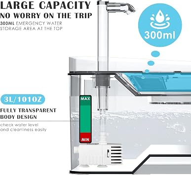2 Pack Cat Water Fountains, 101oz/3L Ultra Quiet Automatic Pet Drinking Fountains & 6Pack Filters & 1 Pump