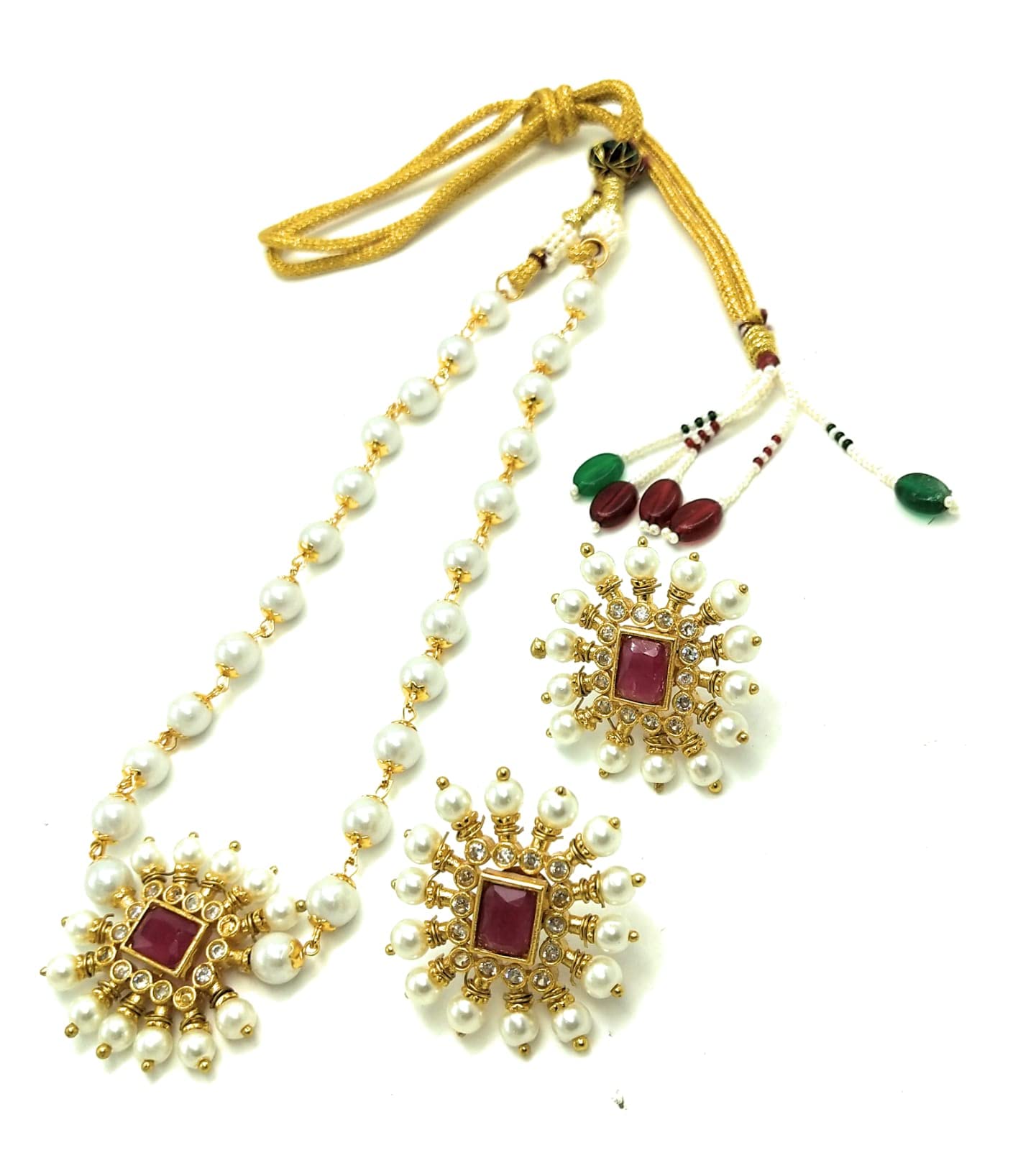 Adc fashions white beads red stone choker with earring for women (Red) (B09TB253BR) Amazon Price History, Amazon Price Tracker