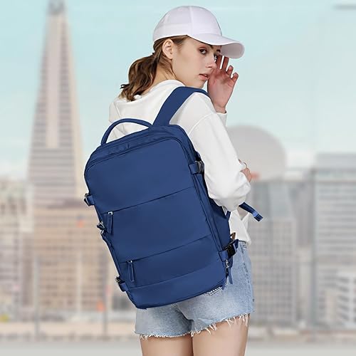 Miniatura 382 de coowoz Mochila de viaje grande para mujeres y hombres,Mochila de transporte,Mochila de senderismo impermeable para deportes al aire libre, Azul, 45